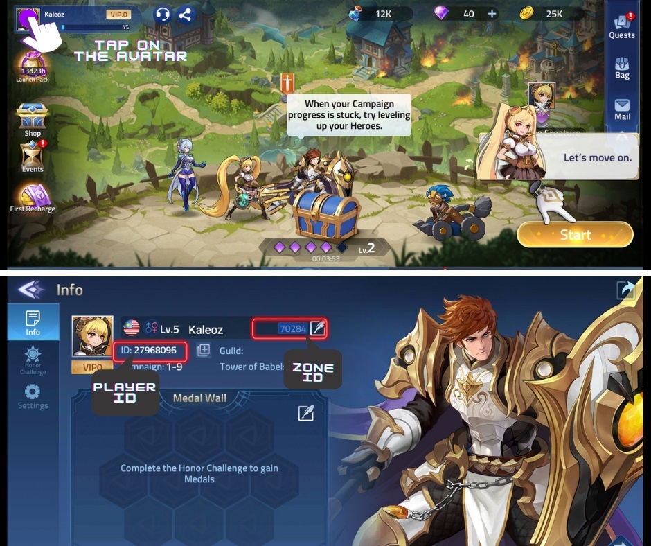 How to find Mobile Legends Adventure MLA Player ID & Server ID