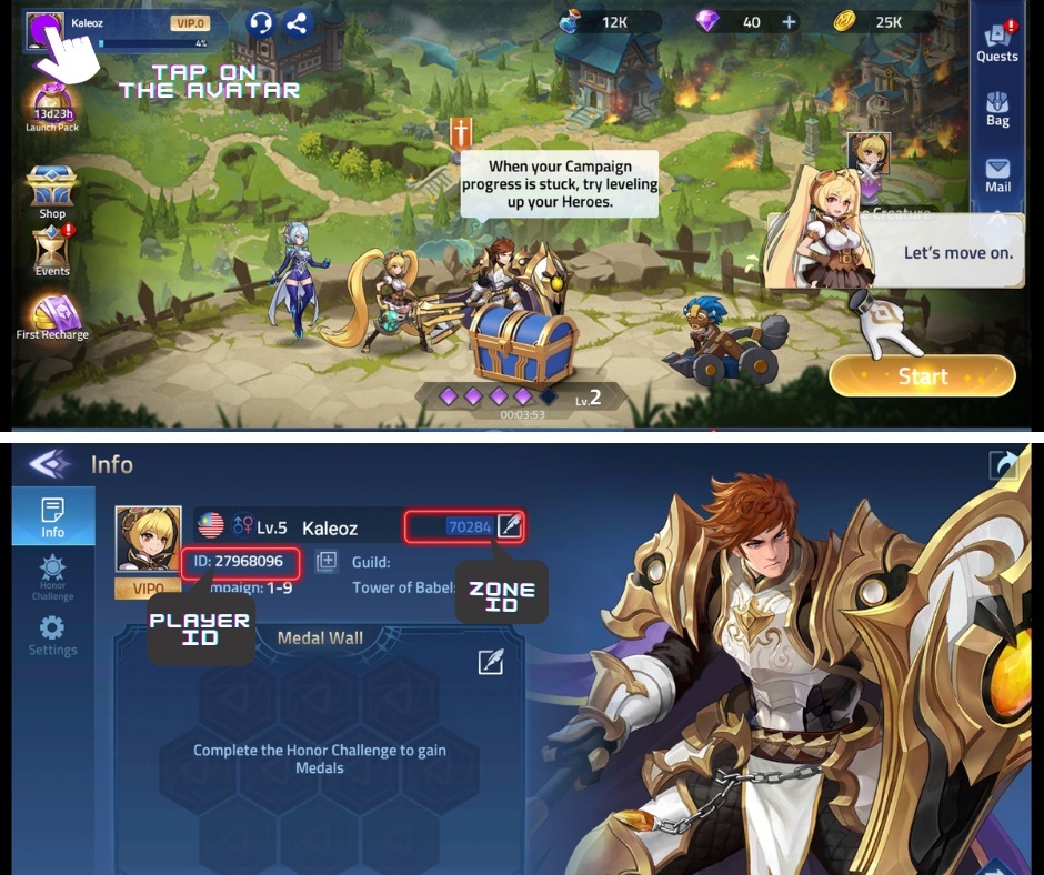 Cara mencari Mobile Legends Adventure MLA Player ID & Server ID