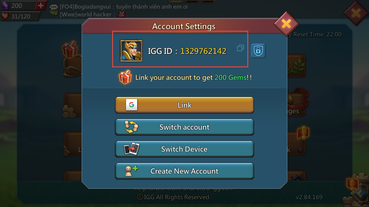 How to find Lords Mobile IGG ID?